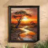 LAENAKR DIY Paint by Numbers for Adults Beginner, Acacia Tree African Sunset, Paint by Numbers Kit Tree Painting by Numbers for Adults, Drawing Paintwork with Paintbrushes No Frame 40x50cm LAENAKR