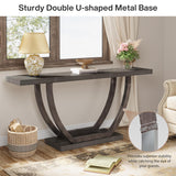 Tribesigns 63-Inch Wood Console Table with Geometric Metal Base, 2-Tier Farmhouse Sofa Table Narrow Long, Thickened Behind Couch Table with Shelves for Living Room Foyer Corridor (Rustic Grey) Tribesigns