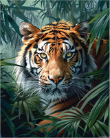 SVINOILER Paint by Numbers Tiger Jungle, Bamboo Forest Paint by Number for Adults, Wild Animal Easy Acrylic DIY Oil Painting Canvas Wall Art, Tigers Home Wall Decor, 16x20inch Without Frame SVINOILER