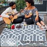 wikiwiki Outdoor Rug, 5x8ft Waterproof Reversible Mat Indoor Outdoor Rugs Carpet, Small Area Rug Plastic Straw Rug for Patio Deck Balcony Pool RV Camping Beach Picnic, Grey, Rugscape Series wikiwiki