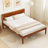 Giantex Queen Wood Platform Bed Frame with Headboard, Mid Century Queen Bed Frame with Wood Slat Support, Solid Wood Foundation with 16" Under Bed Storage, No Box Spring Needed, Easy Assembly Giantex