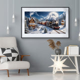 JOOZ Large Christmas Diamond Art Kits for Adults - 5D Christmas Train Diamond Painting Kits, DIY Full Drill Snow House Diamond Art Painting, Gem Painting Kit for Gift Home Wall Decor 27.5 X 15.7 Inch JOOZ