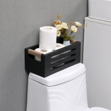 HXGONYI Bathroom Decor Box Toilet Tank Basket Toilet Paper Holder,Wood Bathroom Baskets with Handles,Farmhouse Rustic Wood Storage Box For Kitchen,Office,Bedroom,Closet 12 x 5.9 x4.9inch,Black HXGONYI