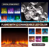 oneinmil Electric Fireplace, 50 inch Wide Recessed/Wall Mounted Electric Fireplace, Remote Control with Timer 12 Adjustable Color Flame, Remote Control,with Crystal Stone, 750/1500W oneinmil