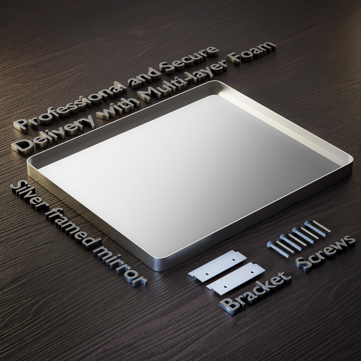 Yamazakura Silver Bathroom Mirror for Wall, 55x36 Inch Silver Framed Bathroom Vanity Mirror for Farmhouse Living Room Bedroom, Anti-Rust, Tempered Glass, Horizontal/Vertical Yamazakura