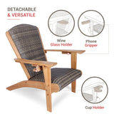 Cambridge Casual Auburn Padded Upholstered Outdoor Adirondack Chair, Teak Wood and All-Weather Wicker Cambridge Casual