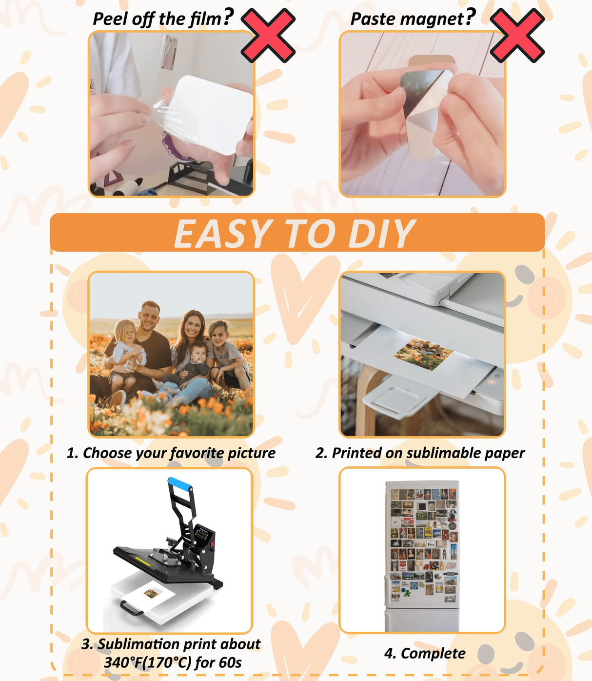 20pcs Sublimation Magnets Blanks, 3 x 4 Inch Personalized Fridge Magnet Sublimation Refrigerator Printing Blank Bulk for Kitchen Office Decorative Qomork