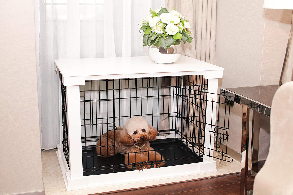 zoovilla White Dog Cage with Crate Cover, Dog Kennel Medium zoovilla