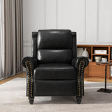 UIXE Pushback Recliner Chair, PU Leather Armchair Push Back Accent Chair for Living Room, Rivet Trim Club Chair Home Theater Overstuffed Single Sofa Bedroom Reading Seat - Black UIXE