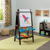 KidKraft Wooden Storage Easel with Dry Erase and Chalkboard Surfaces, Children's Art Furniture - Espresso, Gift for Ages 3+ KidKraft