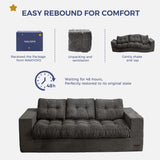 MAXYOYO 3 Seater Couch for Living Room, Boneless Couch with Tufted Cushion & Backrest, Upholstered Floor Sofa, Sofa in A Box, Dark Grey MAXYOYO