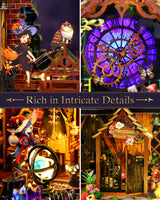 OurMiao DIY Miniature House Kit Magic Forest, Mini Doll House Building Kit with LED Lights Furniture, Miniature Dollhouse Kit Wooden Crafts for Adults Teens Gifts OurMiao