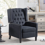 Black Fabric Recliner Chair for Adults Accent Wingback Chair Mid-Century Modern Recliner Tufted Chairs Living Room Armchair for Bedrooms Reading Recliner 27" Wide Vaztrlus