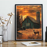 Kaliosy 5D Diamond Art Kits for Adults Sunset Landscape by Number Kits, Diamond Painting Art Moose DIY Full Drill Crystal Craft Cross Stitch Embroidery Decoration (12x16 inch) 30x40 cm Kaliosy
