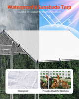 VEVOR Large Metal Chicken Coop with Run, Walkin Chicken Coop for Yard with Waterproof Cover, 6.5 x 9.8 x 6.5 ft, Spire Roof Large Poultry Cage for Hen House, Duck Coop and Rabbit Run VEVOR