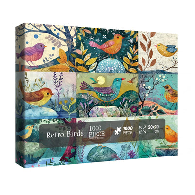 Bird Puzzles for Adults 1000 Pieces Vintage Puzzle, Art Jigsaw Puzzles 1000 Pieces Retro Puzzle, Fun Collage Colorful 1000 Piece Puzzle for Adults