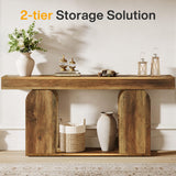 Tribesigns 70.9-Inch Extra Long Sofa Table, Farmhouse Console Tables with Wood Frame and Storage Shelf, 2-Tier Wood Table Behind Couch for Living Room, Hallway, Foyer, Vintage Brown Tribesigns