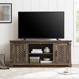 Minifeel Farmhouse TV Stand for 65+ Inch TV, 25" Tall Entertainment Center with Barn Door, Rustic TV Stands for Bedroom with Adjustable Shelf, Wooden TV Consoles for Living Room, Dark Rustic Oak Minifeel