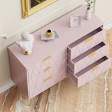 UEV Pink 6 Drawer Dresser,Modern Dresser Chest with Wide Drawers and Metal Handles,Wood Storage Chest of Drawers for Bedroom,Entryway,Hallway (Pink, 6 Drawer) UEV