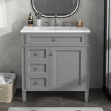 Virubi 30" Bathroom Vanity with Single Sink Combo, Modern Undermount Bathroom Sink Cabinet with 2 Drawers and a Tip-Out Drawer, Freestanding Bathroom Vanities, Soft Closing, Solid Wood Frame Virubi