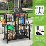 keomaisyto Garden Tool Organizer with Heavy Duty Wheels for Garage - with 2 Baskets, Large Yard Tool Organizer and Storage Holder, Utility Garden Tool Rack for/Shed/Garage/Yard/Basement/Lawn keomaisyto