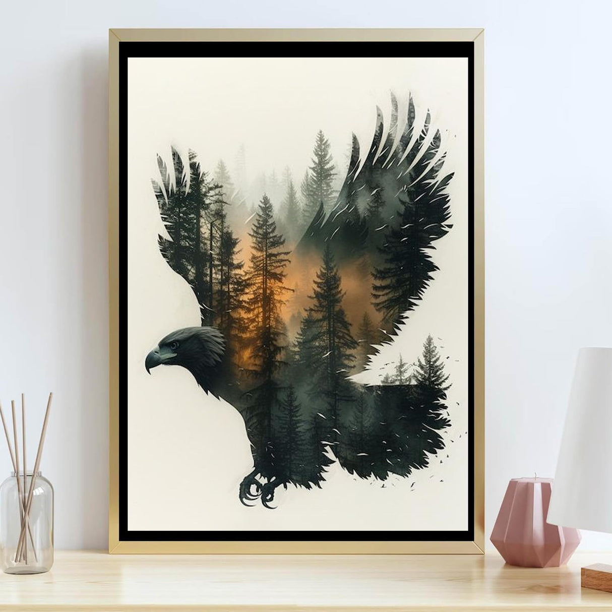 GMETINC Forest Eagle Diamond Painting Kits for Adults, Animal DIY 5D Diamond Art Kits Full Drill Diamond Dots Paintings with Diamonds Gem Art and Crafts Home Decor 12x16inch GMETNIC