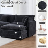 VEPXXP Oversized Modular Sectional Sofa, 159" Modern Large 6 Seater U Shaped Sectional Couch with Ottoman, Comfy Cloud Couches with Cup Holders & USB for Living Room, Spacious Space (Black) VEPXXP