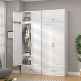 TIMELESS PIECES 86" Metal Wardrobe Cabinets,Armoire Wardrobe Closet with Hanging Rod,Clothes Storage Cabinet with Adjustable Shelves and Doors,Clothing Cabinet for Bedroom Laundry Room TIMELESS PIECES