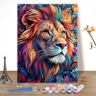 EOBROMD Paint by Numbers Kits for Adults Animal, Lion DIY Kits Crafts for Beginner, Painting Kits Adults, Oil Paint by Numbers for Home Decor Gift 16x20inch(Without Frame)