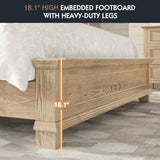 YUMPIE Rustic Solid Wood King Bed Frame with 68" Tall Headboard, Chenille Upholstered Farmhouse Panel Platform Bed Mattress Frame, Button Tufted/Antique Brass Nail Trim/No Box Spring Needed, Milk Ash YUMPIE