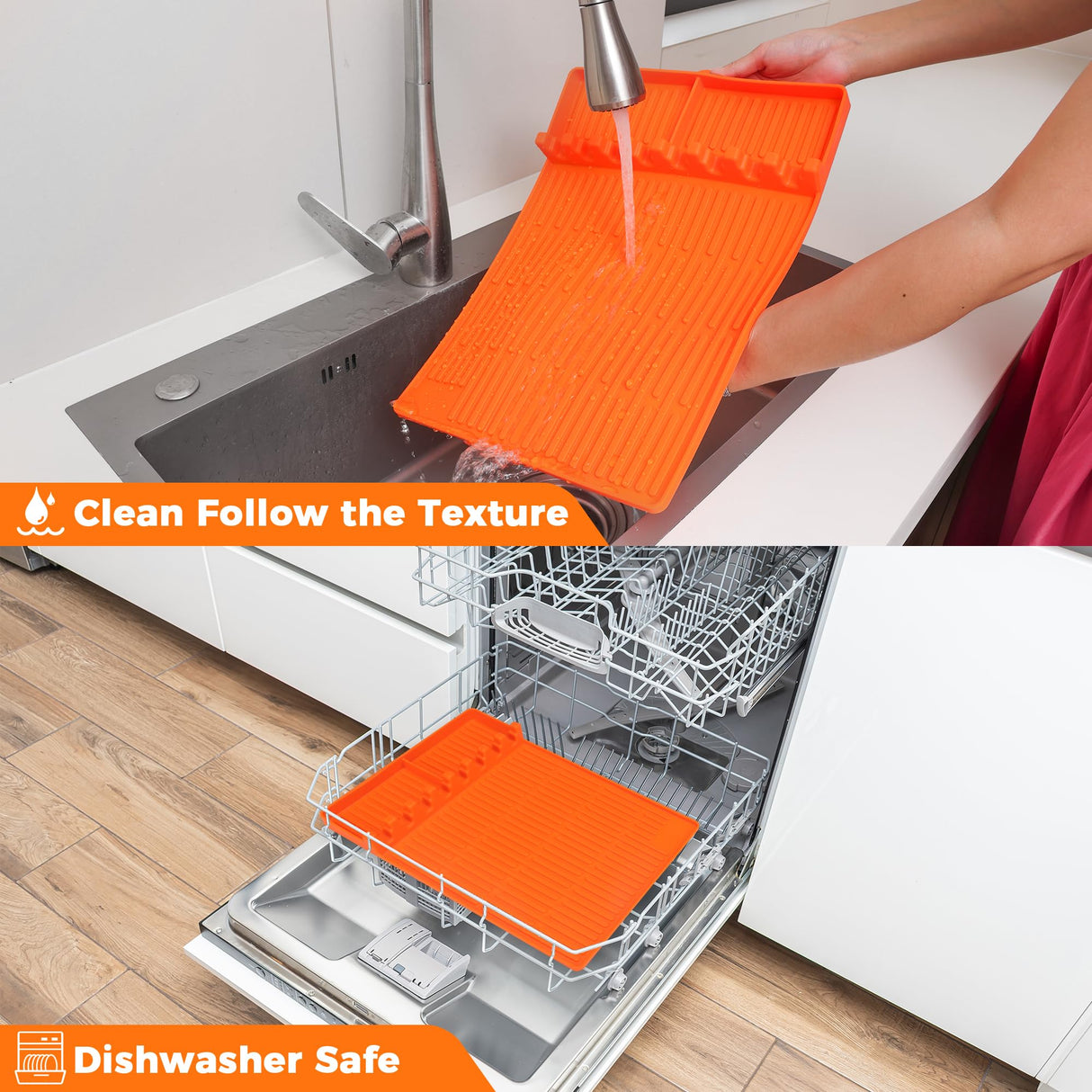 Silicone Grill Mat Compatible with Blackstone - Heat Resistant Silicone Grill Tools Mat with Drip Pad - Blackstone Griddle Accessories for Kitchen, Cooking, Countertop Silicone Spatula Mat (Orange) WoodArtSupply