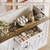 Buffet Cabinet with Storage, 55" Large Sideboard Storage Cabinet with Drawer, 4 Doors and Shelves, Modern Farmhouse Coffee Bar Table Kitchen Island Credenza for Kitchen, Entryway, Dining, Living Room Vividwood