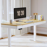 FLEXISPOT 55 x 24 Inch with Double Drawers Q5 Standing Desk, Electric Adjustable Height Stand Up Desk with 4 Preset Heights Whole Piece Wooden Desktop for Home, Office, Workstation, Maple FLEXISPOT