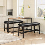 HOOBRO Dining Bench, Bamboo Dining Room Bench with PU Leather Upholstered Seat, for Kitchen, Living Room, Hallway, Kitchen, Entryway, Brown and Black CB13CD01 HOOBRO