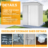 Zynfylus 5x3 FT Outdoor Storage Shed Garden Shed Tool Shed with Lockable Door and Sloping Roof, Durable Metal Storage Shed for Backyard, Outside, Patio, White Zynfylus