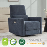 CHITA Power Recliner Chair Swivel Glider, FSC Certified Upholstered Fabric Living Room Nursery Reclining Sofa Chair with Lumbar Support, Ink Blue CHITA