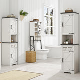 Kepptory Tall Farmhouse Storage Cabinet with Adjustable Shelves and Paper Holders for Bathroom, Living Room, and Kitchen kepptory