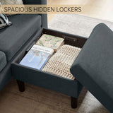 Pingliang Home 2 Piece Comfy Couch Set, 3 Seater & 2-Seater Sofa and Loveseat Set with Ottoman, Modern Sofa Sets for Living Room/Apartment/Office, Dark Grey Pingliang Home