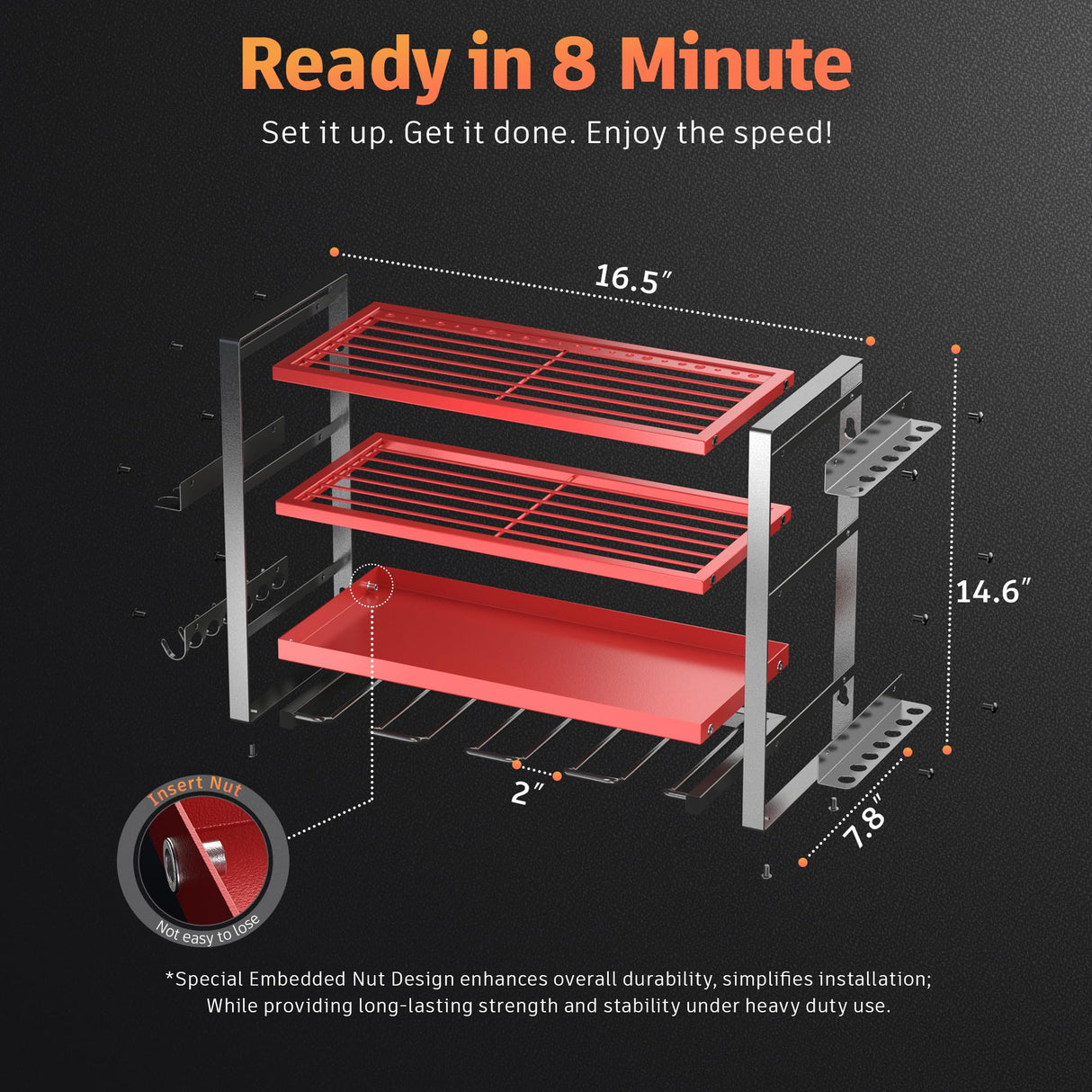Power Tool Organizer Wall Mount, 4 Layer Drill Holder Wall Mount, Heavy Duty Tool Rack, Garage Tool Organizers and Utility Storage Rack for Drill Holder Charging Station, Perfect for Father's Day Gift Nacial