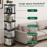 5Tier Rotating Bookshelf, 360 ° Display Stackable Spinning Bookshelf Tower, Narrow Space Saving Tall Floor Standing Swivel Bookcase Corner Storage Organizer for Bedroom/Living Room/Office，Black swlongbooks
