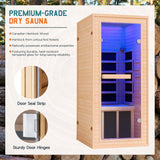 Albott Infrared Sauna 1 Person, Infrared Saunas for Home, 930W/110V Hemlock Wood Dry Sauna with Tourmaline Stone Foot Warmer, 7-Color Light Therapy, 2 Bluetooth Speakers, 27.2"x32.3"x61" Albott