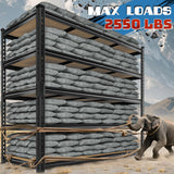 DurayLoly 55" W Storage Shelves, 2550LBS Garage Shelving Heavy Duty, 5-Tier Heavy Duty Shelving, Adjustable Metal Shelving Unit for Garage, Warehouse, Pantry, Kitchen, 55" W × 24" D × 72" H, Black DurayLoly