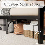 LIKIMIO Industrial King Bed Frame with Vintage Wood Headboard and 12 Strong Metal Legs - Easy Assembly, No Box Spring Needed LIKIMIO