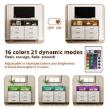 LIKIMIO 6 Drawer Dressers & Chests of Drawers for Bedroom, LED & USB Charging Modern Long Storage Cabinet, Mid-Century Tall Farmhouse Organizer Closet, Living Room Chest, Hallway, Rustic Wood LIKIMIO