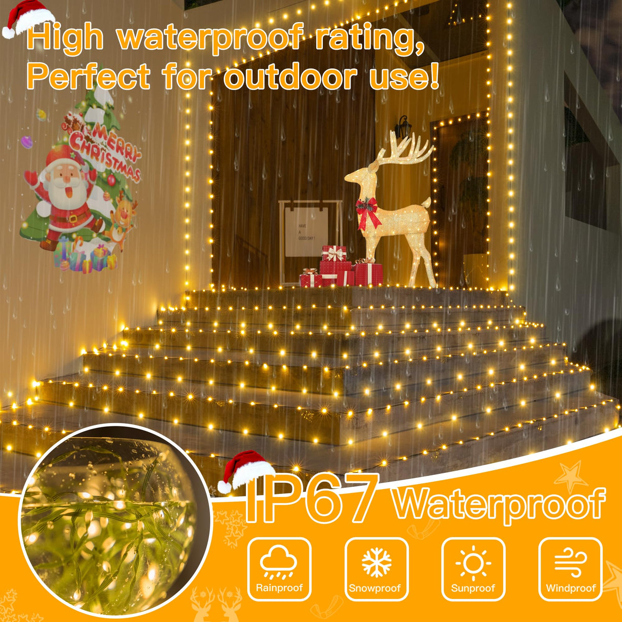 Ollny Christmas Lights 1000 LED 330 FT, IP67 Waterproof Plug in Christmas Tree Lights with Remote, 8 Modes, 3 Timers, Dimmable, House Xmas Indoor Decorations Outdoor Christmas Lights (Warm White) Ollny
