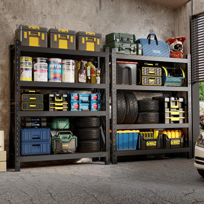 59" W Garage Shelving Units, Heavy Duty Garage 4500LBS Metal Shelves, 4 Tier Adjustable Organization Utility Shelf Storage Rack for Industrial, Basement, Warehouse (Black, 19.7" D×59" W×78.7" H)