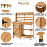 Yaheetech Outdoor Potting Bench, Large Horticulture Work Table Workstation with Storage Cabinet Shelf & Planting Working Console for Patio/Lawn/Garden - Wood Yaheetech