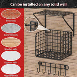 TomCare 3 Pack Garage Shelving Heavy Duty Garage Storage Shelves with Wire Baskets Laundry Room Shelves Wall Mounted Shelves with Hooks Tool Organizer for Shed Garden Kitchen Organization and Storage TomCare