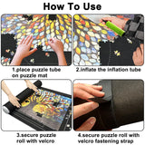 Napzy Puzzle Mat-Jigsaw Puzzles Matt Roll Up to 1500pcs Roll-up Puzzled Board Puzzling Organizers and Storage with 8PCS Jigsaws Sorting Trays, Drawstring Storages Bag Portable Jigsawn Keeper Saver Napzy