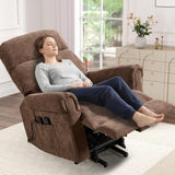 HAOMARKETS Power Lift Recliner Chair with Massage and Heat for Elderly, Electric Recliners with Remote Control,Soft Fabric Upholstered Reclining SingeSofa with Side Pocket for Living Room, Brown HAOMARKETS